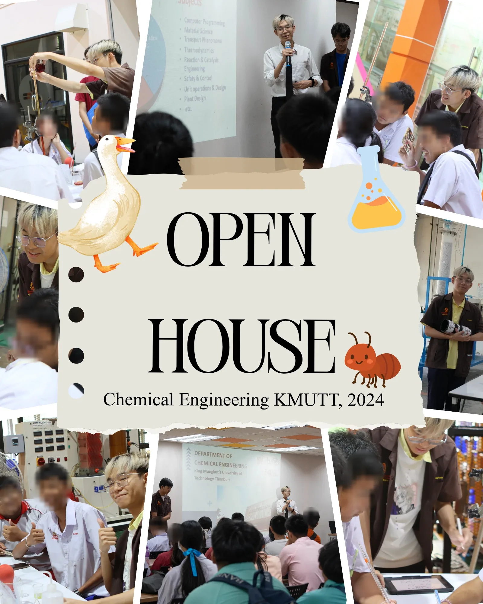 Photo collage from the KMUTT Chemical Engineering Open House 2024